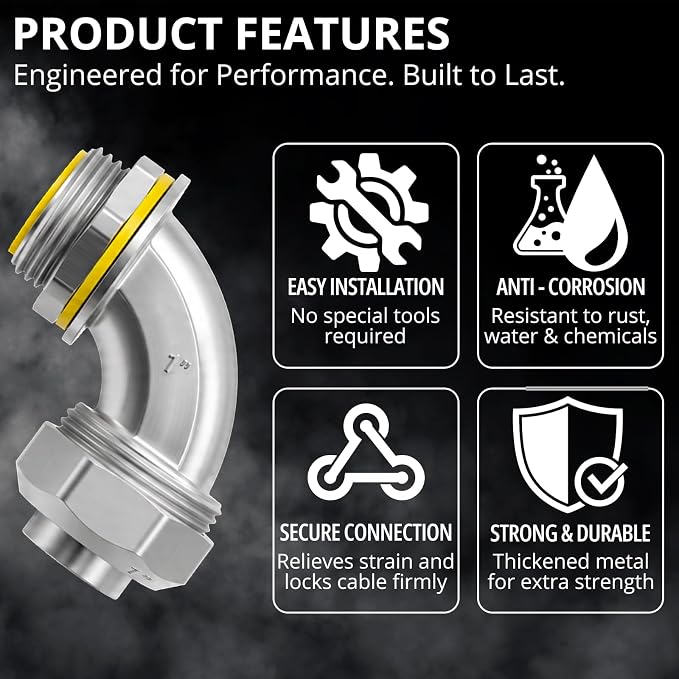 3/4" Liquid Tight Connector 90 Degree, corrosion resistant, 90° elbow, - Image 3