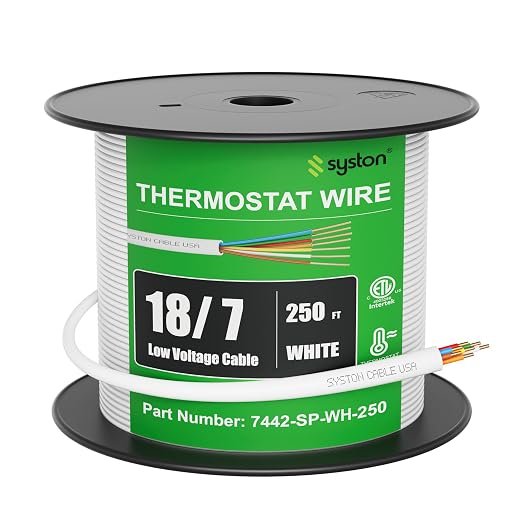 Syston 18/7 Thermostat HVAC Cable Wire, 100% Solid Copper, Riser/CL3R/CMR | 18 by SystonCableTechnology