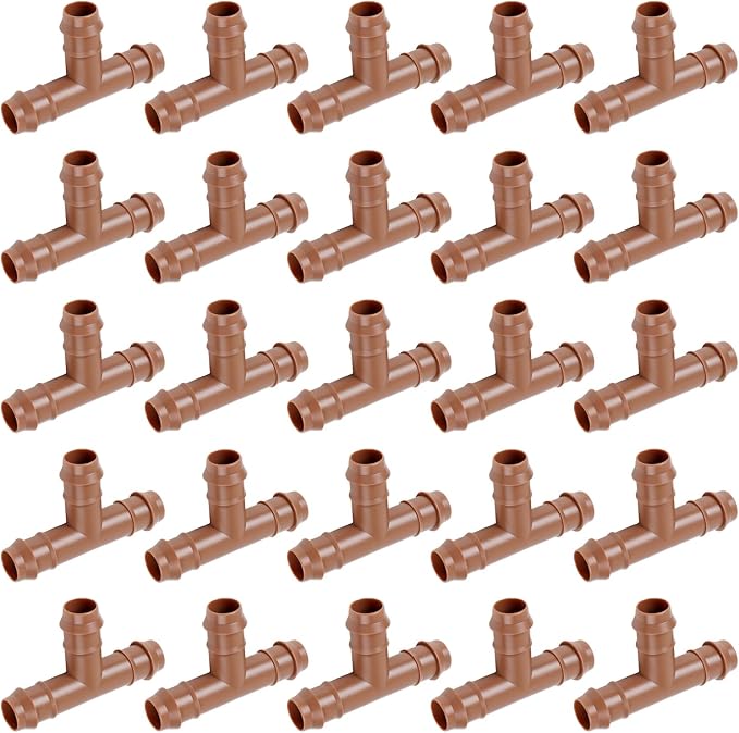 1/2" Drip Irrigation Barbed Tee Fitting, 25 Pack Drip Irrigation 3 Way Tee by Unknown