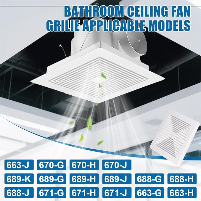 (3-Pack 9" BP90 Spring Bathroom Exhaust Fan Cover 9-1/4" x 9" Vent Cover - Image 3