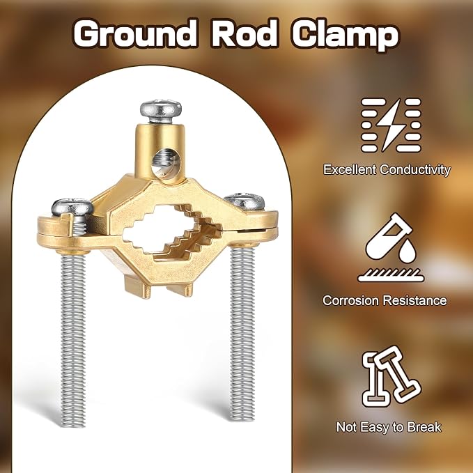 Feekoon 2 Pcs 1/2" to 1" Ground Clamp, #10 to #2 Wire Range | Copper Alloy - Image 7