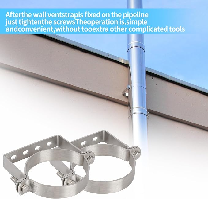 304 Stainless Steel 4-1/4 Inch Rigid Split Ring Hanger, B Vent Wall Strap - Image 5