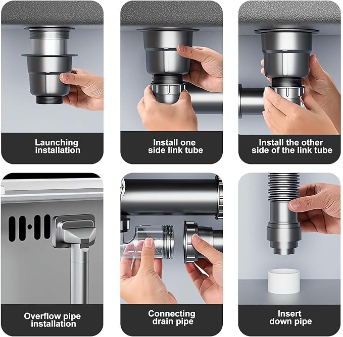Double Sink Drain Kit Space Saving Kitchen Sink Drain Kit Expandable Flexible 1 - Image 7