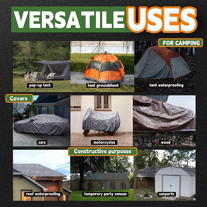 Tarps Heavy Duty Waterproof 12x16 Feet, 10Mil Multipurpose Poly Tarp Cover - Image 7