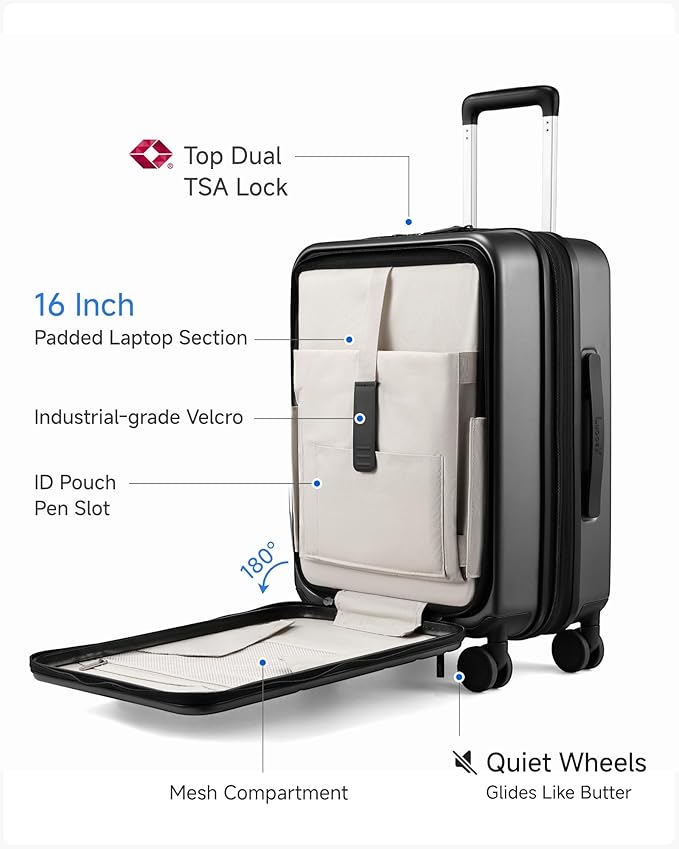 LUGGEX Carry On Luggage 22x14x9 Airline Approved, FLO5 Expandable Polycarbonate - Image 2