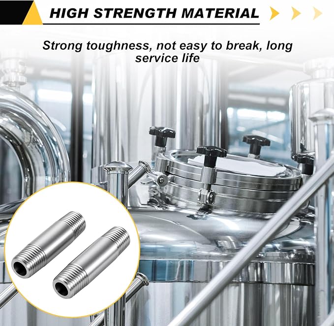 4 Pcs 304 Stainless Steel Pipe Fittings 1/4" NPT x 1/4" NPT Male Threaded 2" - Image 4