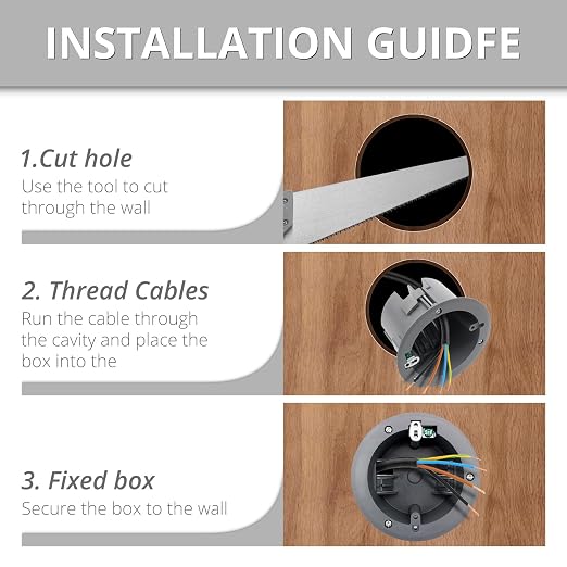Round 18 Cu.in. PVC Old Work Round Electrical Ceiling Box, Fire Rated - Image 5