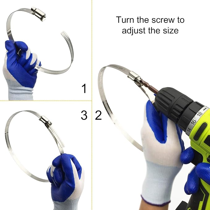 2Pcs 10 Inch Adjustable 304 Stainless Steel Duct Clamps Hose Clamp | Rust-Proof - Image 5