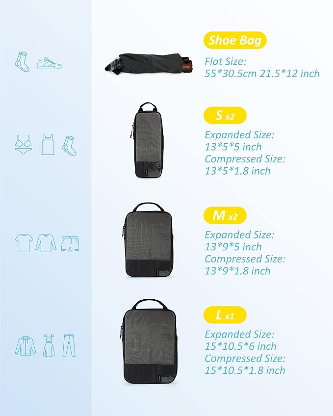 BAGSMART 6 Set /4 Set/2 Set Compression Packing Cubes - Image 2
