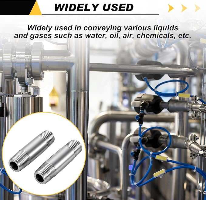 4 Pcs 304 Stainless Steel Pipe Fittings 1/4" NPT x 1/4" NPT Male Threaded 2" - Image 6
