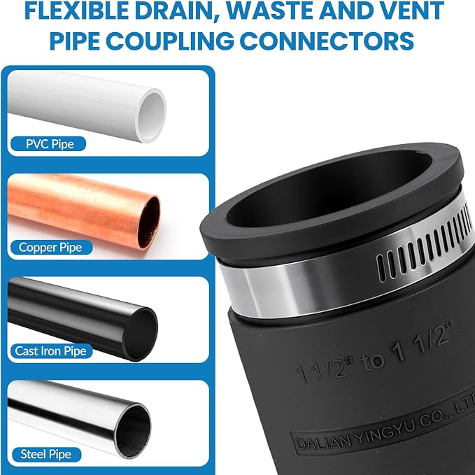 2 Pcs 1-1/2 IN Flexible PVC Pipe Coupling - Image 4