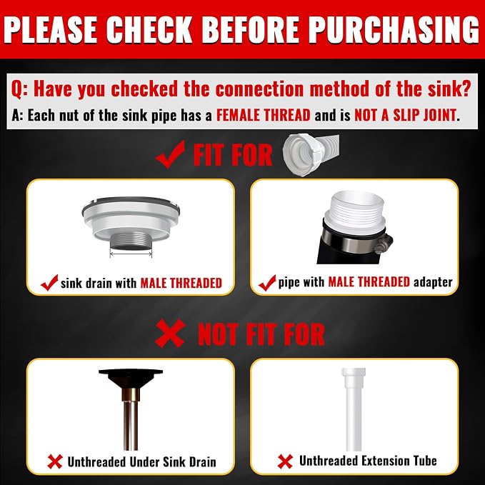 VIVIDA 1-1/2" Kitchen Sink Drain Pipe, Flexible Sink P Trap - Image 2