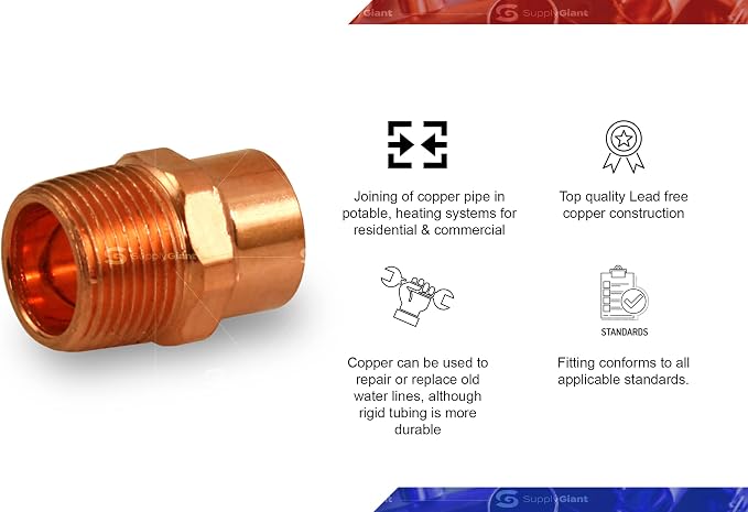 SUPPLYGIANT DDNA0125-5 Male Adapter Fitting Sweat x MIP Connections - Image 2