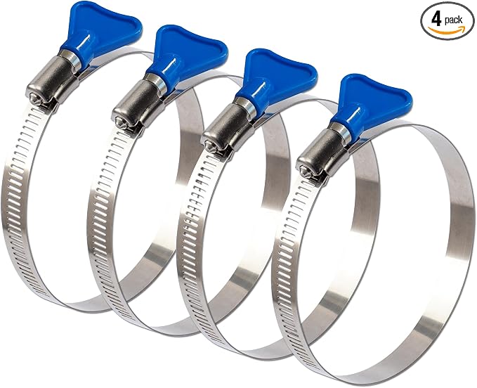 ISPINNER 4pcs 4 Inch Key-Type 304 Stainless Steel Worm Gear Hose Clamps by ISPINNER