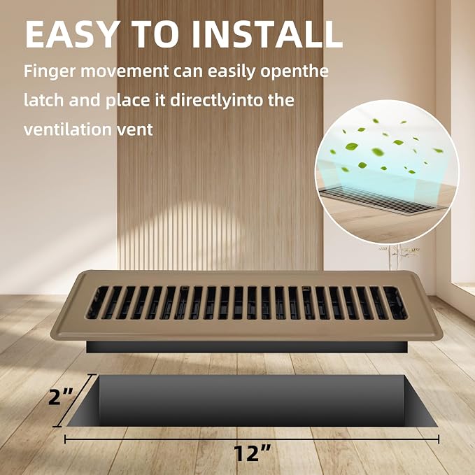 Floor Register 2x12, 6 Pack Brown Floor Vent Covers - Image 2