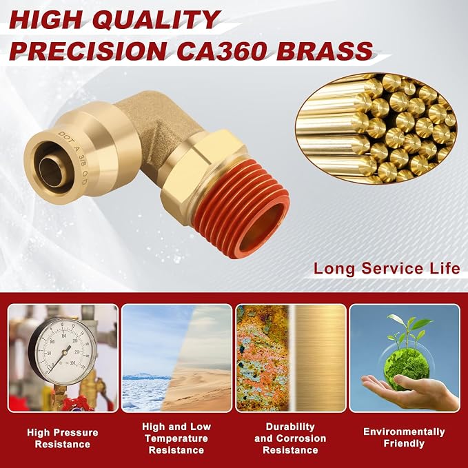 90° Swivel Male Elbow, 3/8" Tube x 3/8" NPT, DOT Approved 2PCS | - Image 2