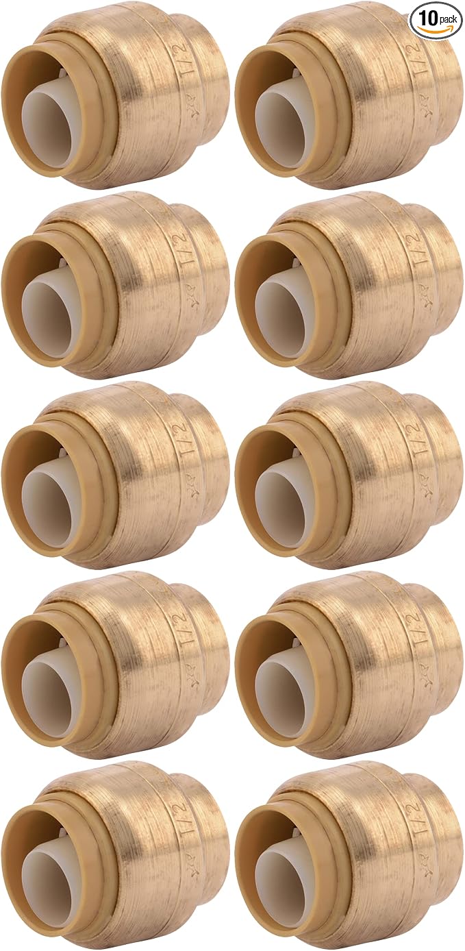 SharkBite 1/2 Inch Push Cap, Push to Connect Brass Plumbing Fitting, PEX Pipe by SharkBite