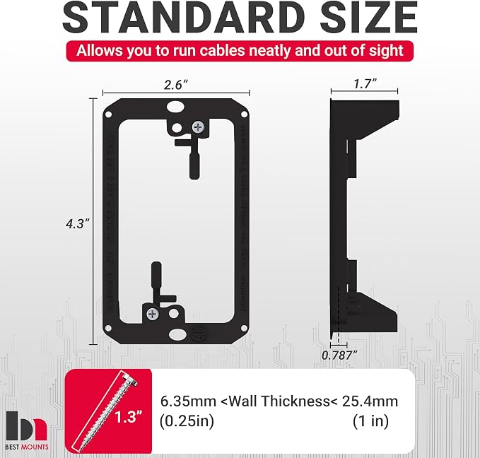 BestMounts Low Voltage Mounting Bracket 1 Gang, 2 Pack - Image 2