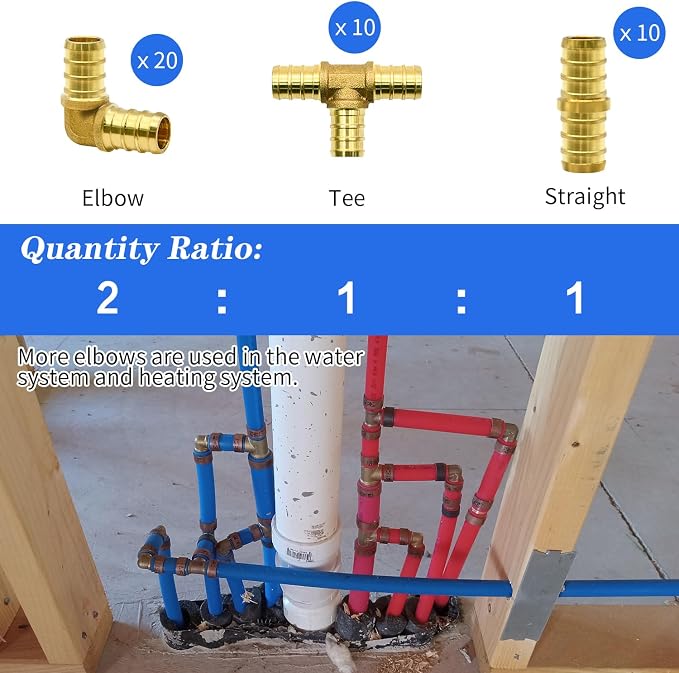 40pcs 1/2" Brass PEX Fittings Combo - Image 2