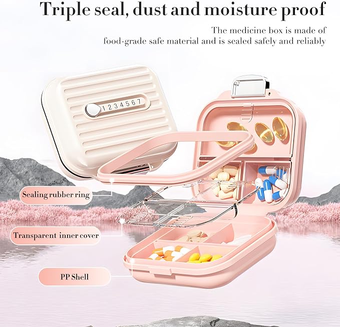 Travel Pill Organizer Box with Medicine Labels, 7 Compartments Portable Pill - Image 5