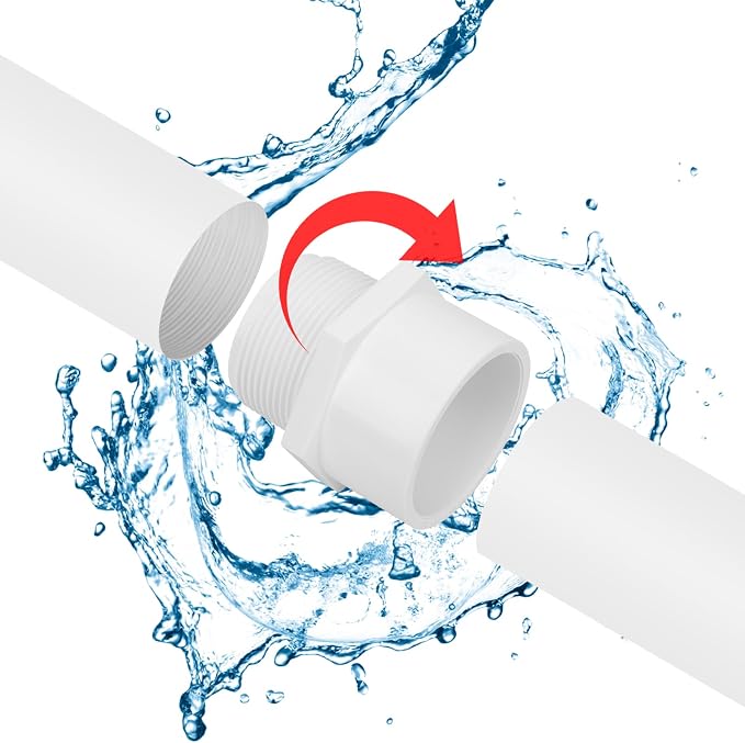 4" PVC Male Adapter Pipe Fittings, 2-Way PVC Slip Hose Adapter Coupling - Image 5