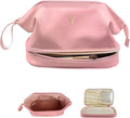 Travel Essentials for Friends Female Mom, Personalized Makeup Bag, Double Layer by Vogewood
