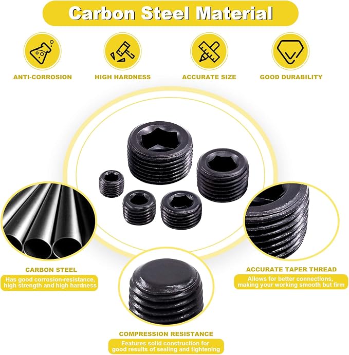 20pc 3/8" NPT Carbon Steel Pipe Plug Set - Image 3