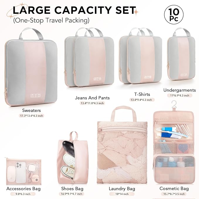 10 Set Compression Packing Cubes - Image 2