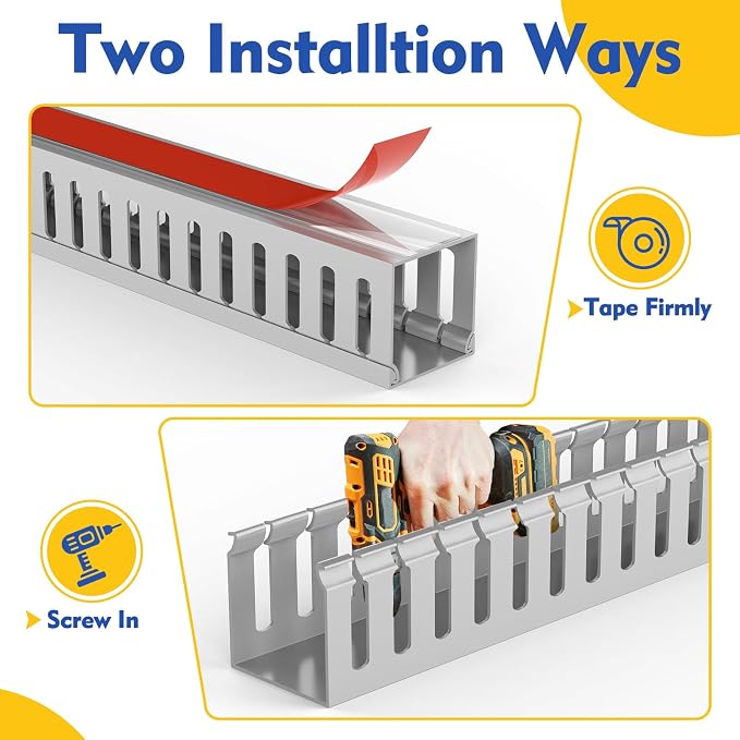 Open Slot Wiring Raceway Cable Duct, Cable Management Cord Track | 123" open - Image 5
