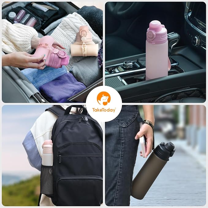 TakeToday Collapsible Water Bottles 20oz, Leak Proof, Foldable Silicone Travel - Image 4