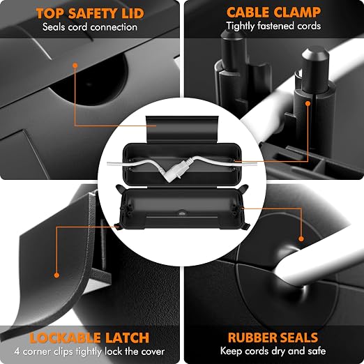 RESTMO Outdoor Extension Cord Cover, IP44 Waterproof Electrical Box | - Image 3