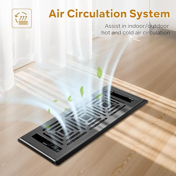 Floor Register 2x10, 6 Pack Black Floor Vent Covers, Heavy Duty Steel Walkable - Image 4