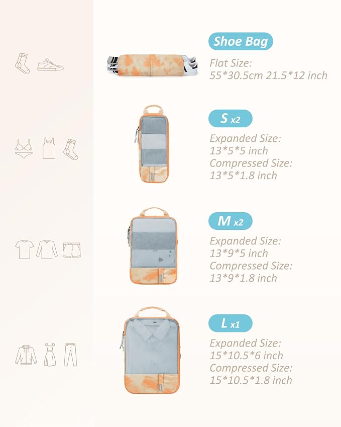 BAGSMART 6 Set /4 Set/2 Set Compression Packing Cubes - Image 3