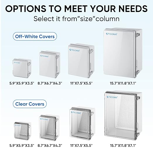 TICONN Outdoor Electrical Box Waterproof, ABS IP67 Junction Box Enclosure | - Image 2