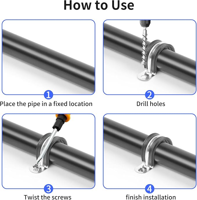 1 Inch Reinforced Rigid Pipe Strap, 2 Holes U Bracket Cable Clamp Hanger - Image 4