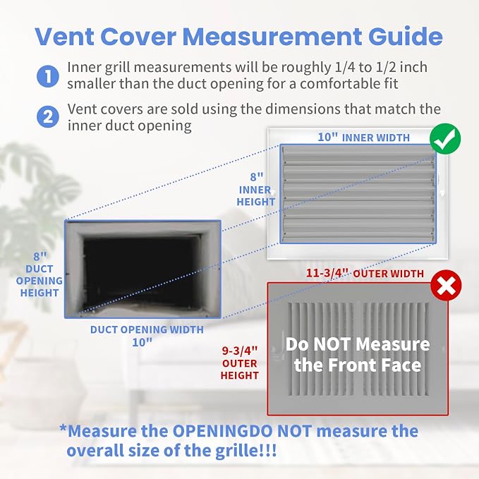 10 x 8 Inch Air Vent Covers for Wall or Ceiling - Image 6
