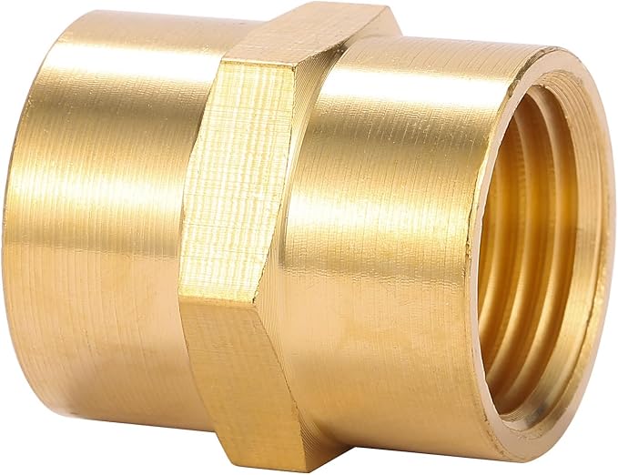 2 Pack 1/2" x 1/2" NPT Coupler, Brass Female Pipe Fitting | - Image 3