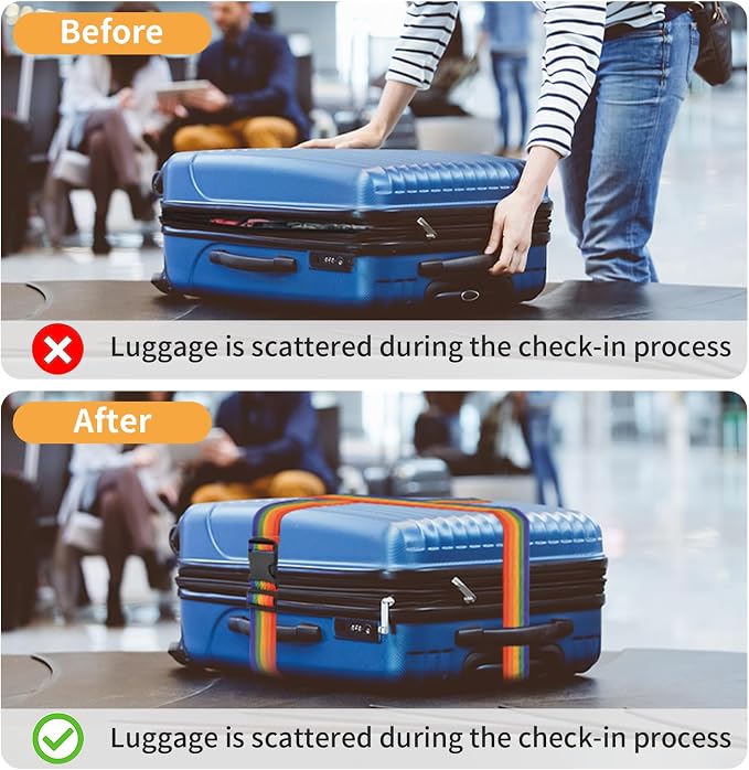 BILIONE 8 Pcs Luggage Straps, TSA Approved Add a Bag Premium Accessory - Image 5