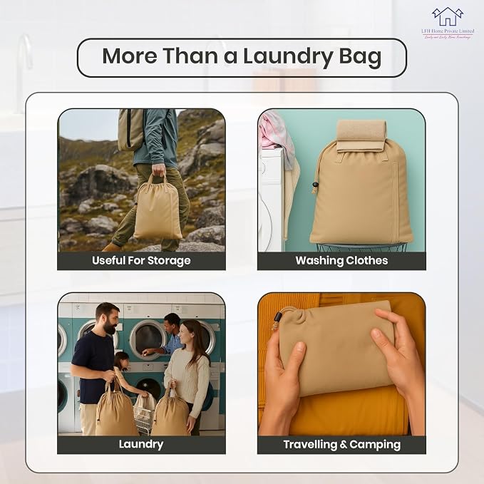 LFH Home Cotton Canvas Large Laundry Bag - Image 6