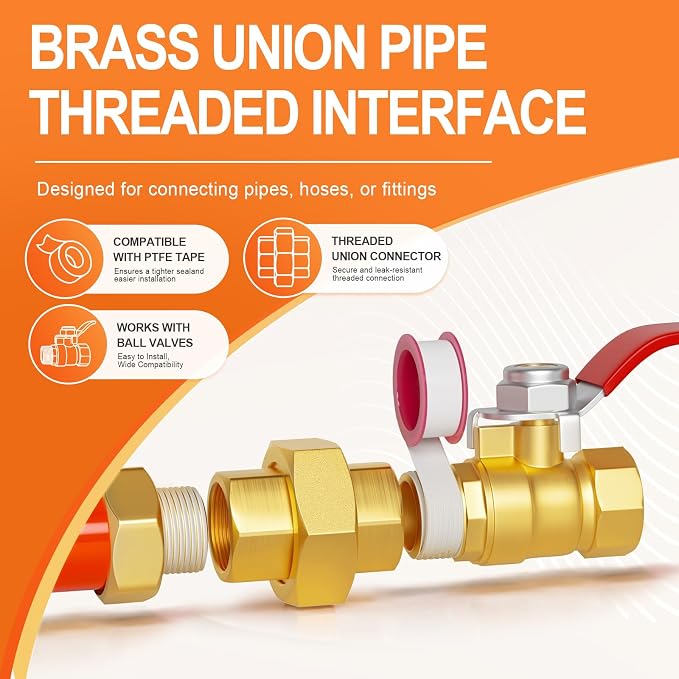 GASHER 2PCS 1/4" FNPT Brass Union Pipe Fitting | 1/4 Inch Female x 1/4 Inch - Image 5