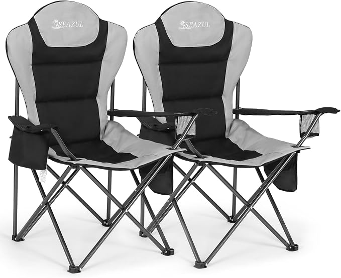 Camping Chairs for Adults, Camping Chairs 2 Pack, Folding Chairs for Outside by Seazulbeachumbrella