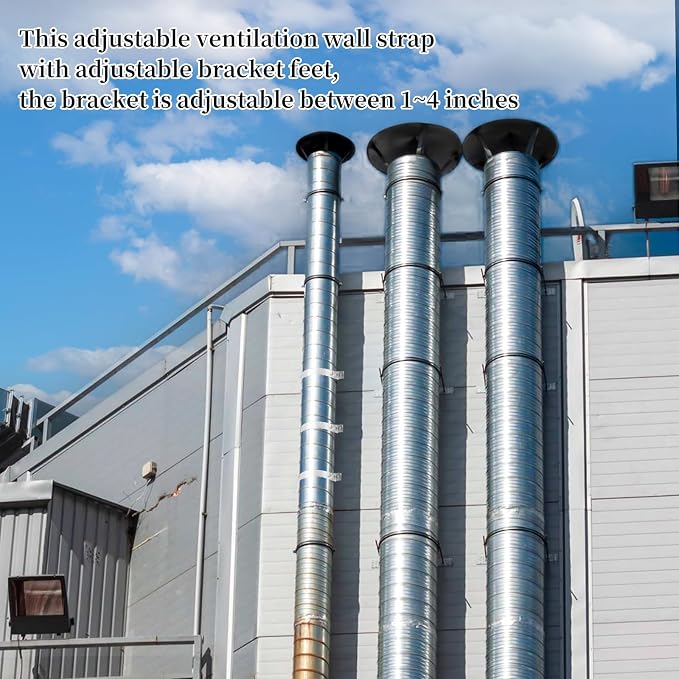 8 inch Adjustable Vent Wall Strap, Heavy Duty Stainless Steel Chimney - Image 7