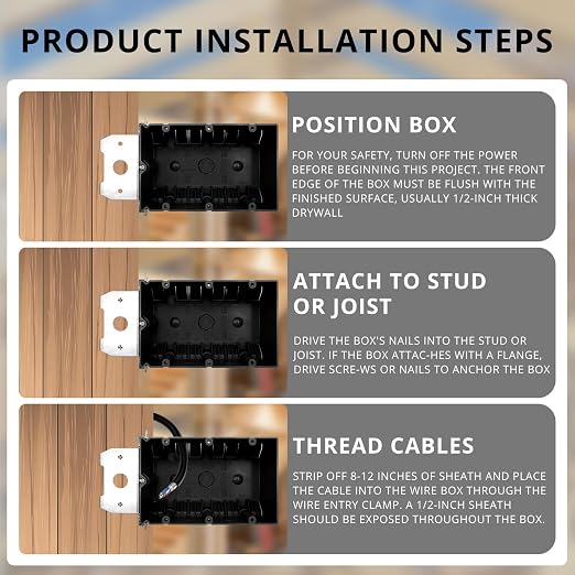 3 Gang Adjustable Electrical Box Black, 49 Cubic Inch, ETL Listed, Retrofit - Image 5