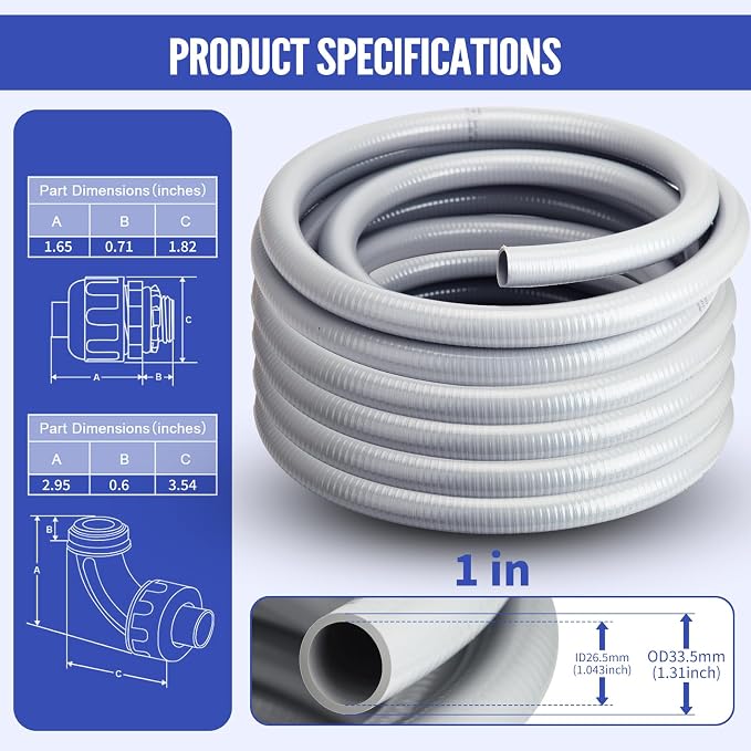 Liquid Tight Conduit 1inch 25FT, Flexible Non-Metallic Liquid Tight Flex - Image 2