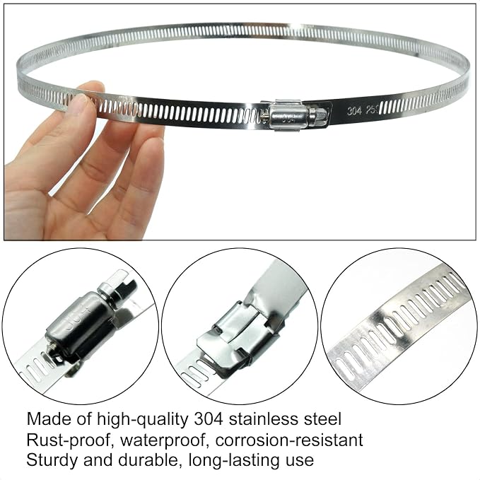 4Pcs 19.7-Inch/500mm Large Hose Clamps Stainless Steel | Adjustable Worm Gear - Image 3