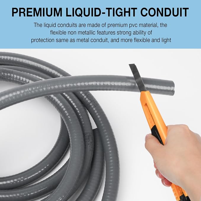 1/2 Inch 6 ft Liquid Tight Conduit Kit, Flexible Electrical Conduit Kit | - Image 3