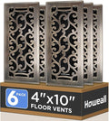 Howeall 4x10 Inches 6 Pack Heavy Duty Walkable Floor Register by Howeall