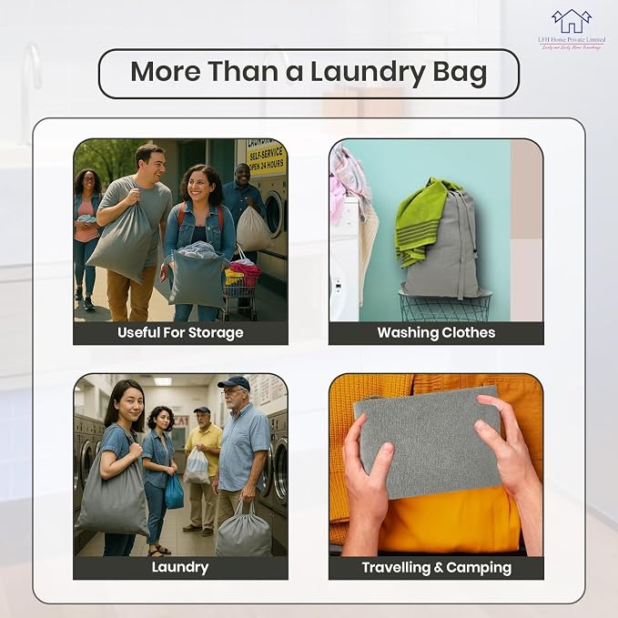 LFH Home Cotton Canvas Extra Large Laundry Bag - Image 6