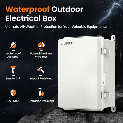 QILIPSU UL94-V0 Outdoor Electrical Box 11.8"x7.9"x6.7" Waterproof Junction Box - Image 3