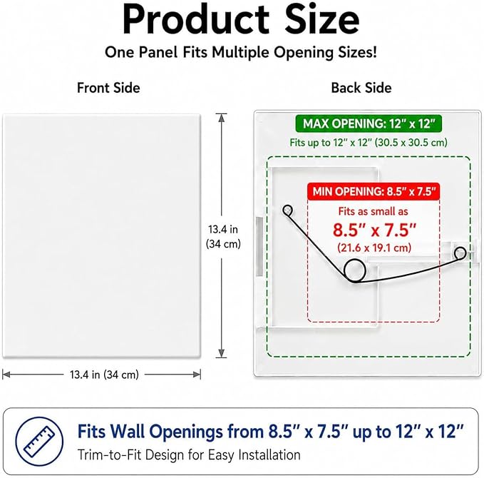 2 Pcs 12"x12" Adjustable Spring Loaded Access Panel - Image 2
